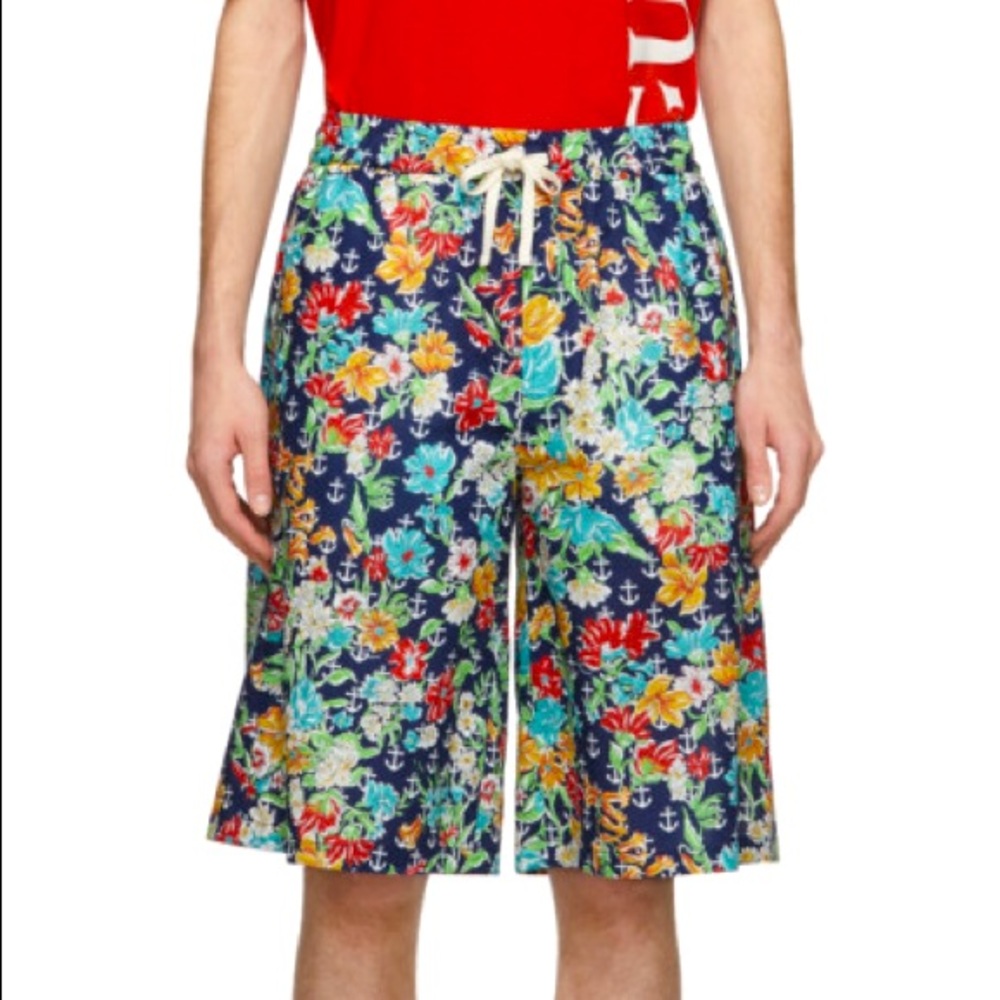 Gucci Multicolor Hawaiian Anchors Shorts With Logo GG - Floral Print size 48 Med